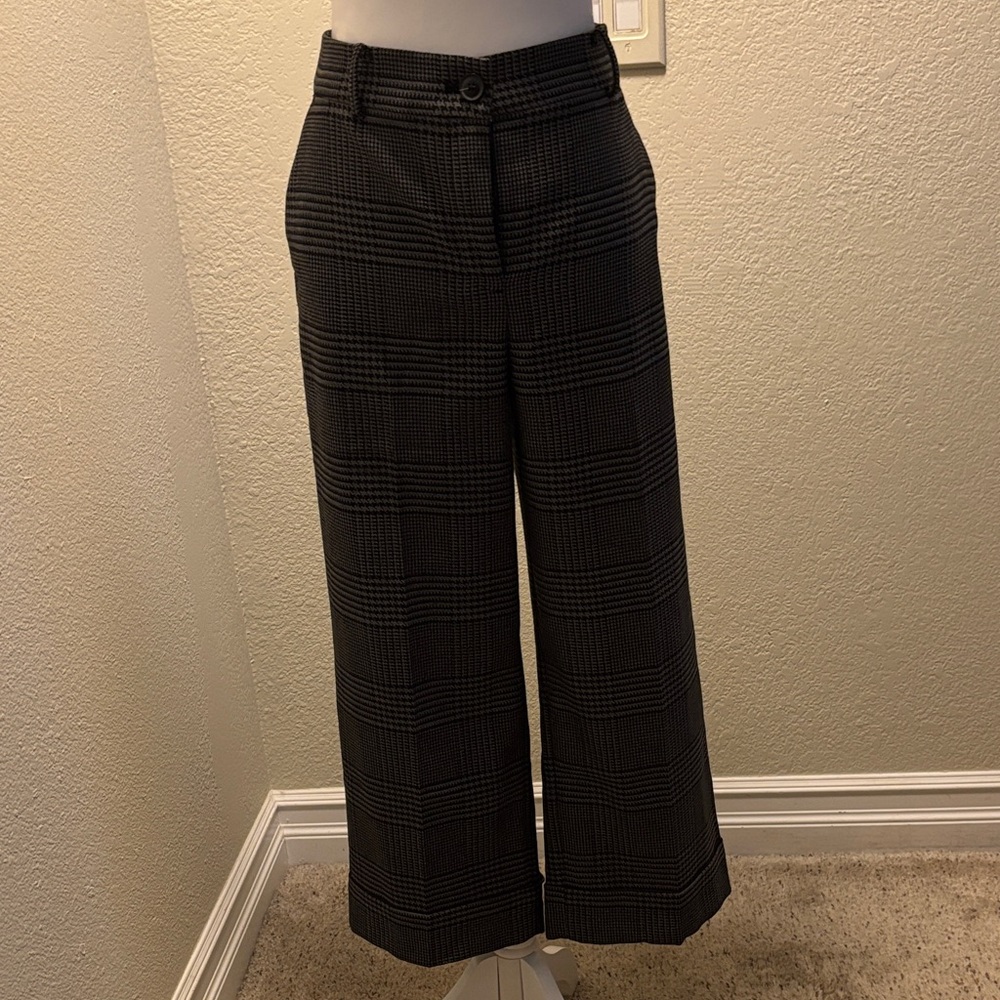 LOFT Black Plaid Ankle Pants